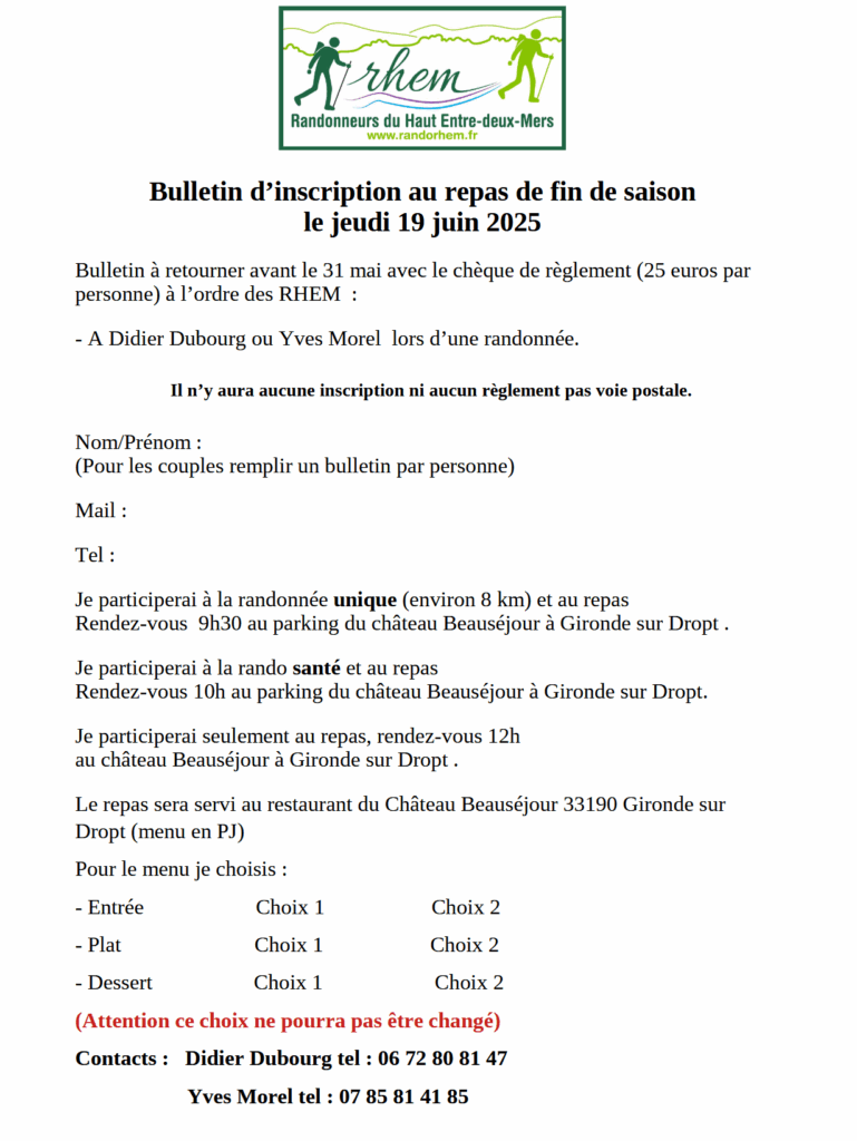 Inscription juin 2025